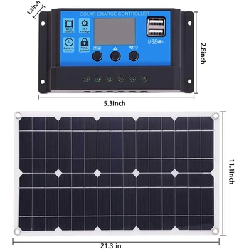 100W Saules Paneļu Komplekts 12V Bateriju Lādētāju, Kontrolieris Caravan & Laivu un Dual USB Saules Paneļu 10.A Saules Kontrolieris