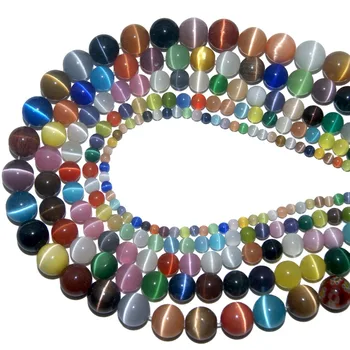 Vairumtirdzniecības Dabīgā akmens Krāsains Opal Cat Eye Zaudēt Krelles 4 6 8 10 12 MM Izvēlēties Izmēru Rotaslietu izgatavošana DIY Aproce, Kaklarota