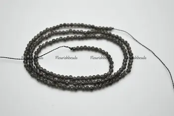 2mm ~ 2,5 mm Dimanta Griešanas Slīpētas Dabas Black Obsidian Akmens Kārtas Zaudēt Krelles