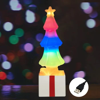 Ziemassvētku Nakts Gaisma USB Powered Gaismas Ziemassvētki Koku Formas LED Lampas Guļamistabas Festivāls Puse Gultas Vakariņu Galda, Galda Gaismas