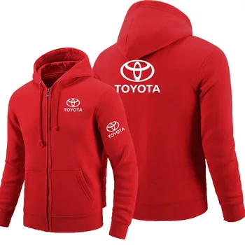 Rāvējslēdzēju Hoodies Toyota logo Uzdrukāts Vilnas pelēkā vārna garām Piedurknēm Cilvēka rāvējslēdzēju Jaka sporta Krekls