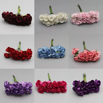 12pcs/daudz Rožu Mākslīgā DIY Roku Materiāls Vainags Ziedi Hairbands Papīra Līgavas Kāzu Rotājumi, Cepures Kaste Iepak