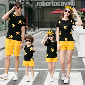 Ģimenes Atbilstošas Drēbes, Divi Gabali Krekls+šorti Bikses Super Star Dvīņu Brāli un Māsu Drēbes, Ģimenes Apģērbu Tēva Dēls Komplekts