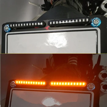 Universālā 2x Sērijveida Plūst Motociklu numura zīme 24 LED Mini Sloksnes Led Pagrieziena Signāla Indikators Ūdensizturīgs