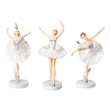 3 Gab. Baleta Meitene Kūka Toppers ar Perforētu Miniatūras Statuetes Rotaļlietas, Figūriņas Playset Kūka Apdare THIN889
