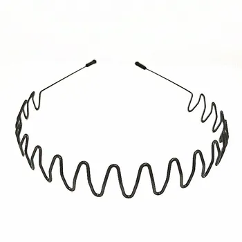 1 Unisex Black Viļņaini Mati Galvas Stīpu Josla Sporta Galvu Hairband Pieauguši Vīrieši Headhoop