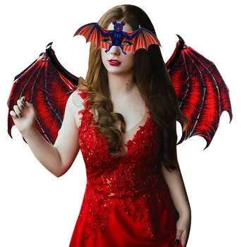 Biedējošu Bat Vampīru Maska un Spārnu Komplekti Halloween Mardi Gras Tēmu Puse, Kostīmu Cosplay Aksesuārus Apdare, lielie Bērni