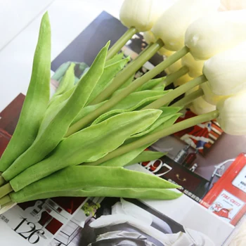 10pcs/set PU Tulpes Mākslīgie Ziedi Nekustamā Touch Artificiales Para Decora Mini Tulip Mājas, Kāzu Dekorēšana, Ziedi