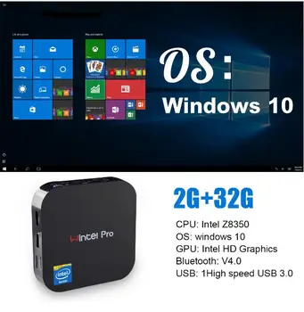 Windows 10 Mini PC Intel Z8350 Quad Core 2GB 32GB Dual WIFI BT4.2 Wintel W8 Pro
