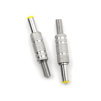 Viena Gabala Metāla LĪDZSTRĀVAS Male Plug Jack Adapteri Plug Connector Ar Dzeltenu Galvu 5.5*5 2.1.5x2.1mm