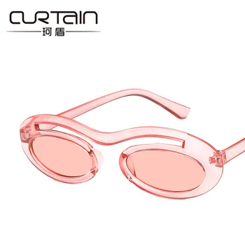 2019 Jauno gadu stila Ovāls objektīvs Sieviešu saulesbrilles Vintage hiphop saules brilles Plastmasas UV400 tautas oculos de sol N196