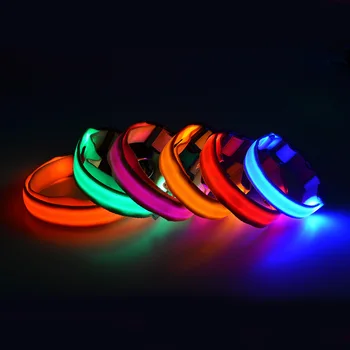 100pcs/daudz Multi Krāsu, Izmēru kaklasiksna Mirgo USB LED Pet Apkakle Uzlādējams Neilona Kucēns Suns Apkakles Mirdzoša Kaklarota ZA1148