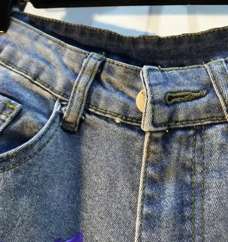 Smagā rūpniecība modes fāzēm sequin krāsošana džinsi sieviešu pavasara rudens zaudēt taisni džinsi