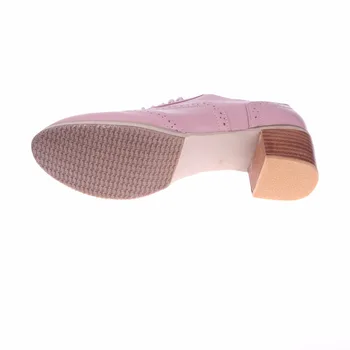 Top Pārdošanas 2020. Gadam Sieviešu Kurpes Sieviešu Modes Sūkņi Īstas Ādas augstpapēžu kurpes ar Kvadrātveida Papēdi Mežģīņu Dizaina Bullock cirsts Oxford apavi