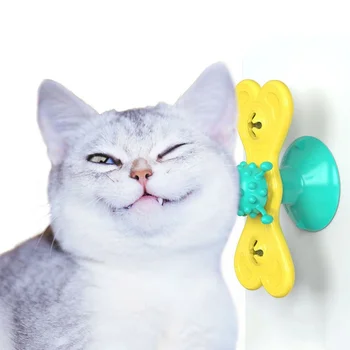 Cat Jaunas Vējdzirnavas Rotaļlietas Catnip Molārā Bumbu Kaķis Teasing Interaktīvās Rotaļlietas Smieklīgi Kaķēns Vējdzirnavas Bumbu Masāža Nesaskrāpē Kutēšana Pet Rotaļlietas