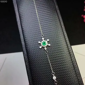 Dabas emerald aproce 925 sterling sudraba aproce Modes stila Emerald aproce Dārgakmeņiem