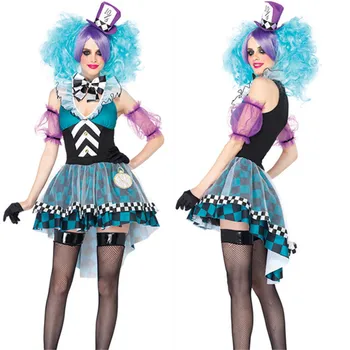 Jaunas zilas Alice in wonderland meitene DS naktskluba crazy cepuri Kostīmu spēle Halovīni puse cosplay burvju pasaku kleita
