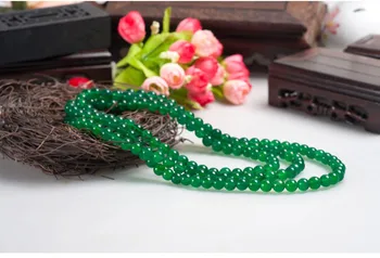 Karstā pārdot 8mm zaļš akmens apaļas pērles 160cm gara kaklarota džemperis ķēdes roku modes rotaslietas