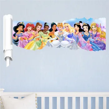 Karikatūra Princese 3d Attēlu, Sienas Uzlīmes, Meitenes, Guļamistaba, bērnu guļamistaba Dekorēšana Filmu Sienu Mākslas Diy Mājas Uzlīmes Bērniem Dāvanu