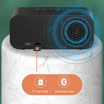 LED Bezvadu Subwoofer Galda Pulkstenis Digitālais Displejs Radio Bluetooth Skaļruni Piederumi Melnā Mājās Apdare Mūzikas Atskaņotājs