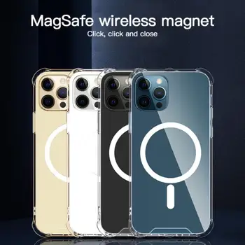 Ir 2021. kristāldzidru Bezvadu Lādētāju Magnētisko Gadījumā Magsafing Tālruņa Vāciņš iPhone 11-12 Mini Pro, Max 12Pro