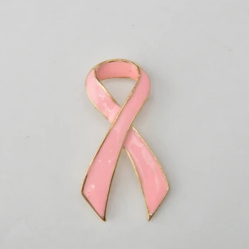 Šarmu Rozā Krūts Vēža Izpratnes Broša Pin Lentes Logo Zelta/Sudraba Malu