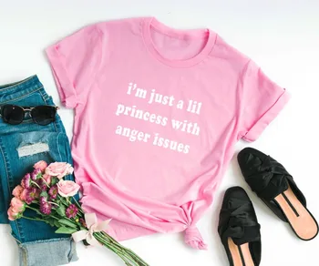 Es esmu tikai princese ar dusmām jautājumiem, t-kreklu camiseta rosa feminina sieviešu modes meitene gadījuma ielas stila t-veida krekls mākslas topi