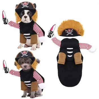 Halloween Dog Cosplay Kostīmi Garām Piedurknēm Apģērbs Ar Pildījumu Iestāde, Kas Imitē Kuteris Jaunums Apģērbu Vidēji Liels Suns