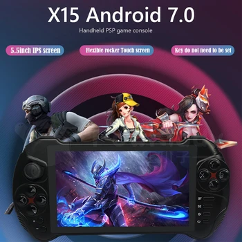 X15 Portatīvo Rokas Spēļu Konsole Android 7.0 Quad-Core Bluetooth 4.0 2GB + 32GB Video Gamepad Spēlētājs Ar Uzlādes Kabelis