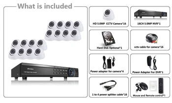 HD Mājas VIDEONOVĒROŠANAS Sistēma 16CH 5MP VRR 5MP AHD DVR HD CCTV 5.0 mp AHD Kamera Mājas Drošības Sistēmu, Max 6TB HDD Āra Komplekti