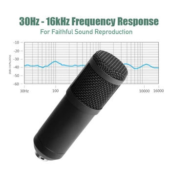 Usb Streaming Podcast Pc Mikrofonu Profesionālā Studijā Cardioid Kondensatora Mikrofons Komplektā ar Skaņas Karti Boom Arm Šoks Mount Filtrs,