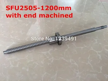 1pc SFU2505 - 1200mm lodīšu skrūve ar uzgriezni saskaņā ar BK20/BF20 beigām mehāniski CNC daļas