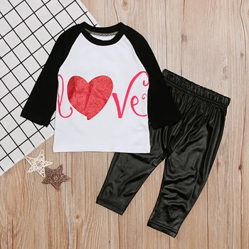 2019. gada Pavasarī Jauno Modes Zīdaiņu Apģērbs, Zīdaiņu Meiteņu Drēbes ar garām Piedurknēm Melns Tops+Bikses 2gab Jaundzimušais Zīdainis, Bērnu Apģērbu Komplekts