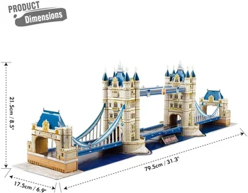 Ēkas Puzzle Rotaļlieta 3D London Tower Bridge Mīklas DIY Bloki Rotaļlietas, Lielbritānijas Arhitektūras Modelis Komplekti, Rotaļlietas, Pieaugušajiem un Bērniem