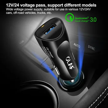 OLAF Ātri Uzlādēt 3.0 Automašīnas Lādētājs Mini USB Universāls Auto Lādētājs iPhone, Samsung Xiaomi Huawei HTC Mobilo Telefonu Automašīnas Lādētājus