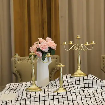 Metāla Sveču Turētājs Retro Elegants Svečturis Viesnīcas Kāzu Svinības Rietumu Restorānā, Sveču Gaismā Vakariņas, Galda Dekorēšana