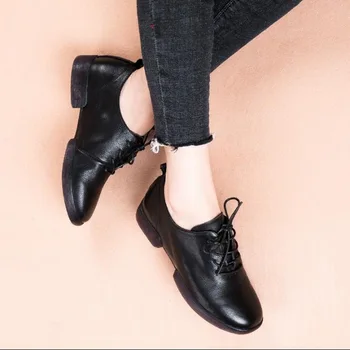 2019. gada pavasarī jaunas, Īstas Ādas Oxford kurpes, Mežģīnes-Up ikdienas apavi ērti, neslīdoša Anglijas Govs ādas dzīvoklis vienas kurpes