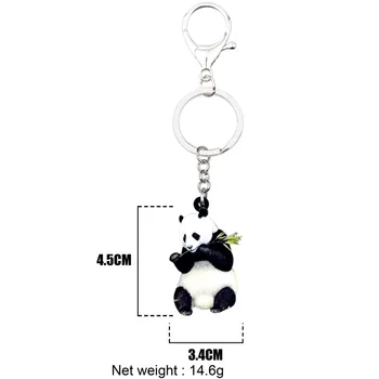 Bonsny Akrila Ēdot Bambusa Panda Atslēgu Ķēdes Gredzenu Keychains Karikatūra Dzīvnieku Rotaslietas Sievietēm, Meitenēm Somiņā Maku Piekariņi Dāvanu