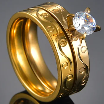 Vīriešu modes zelta gredzens nakts gaisma 4mm 6mm plats zircon 316L nerūsējošā tērauda gredzens sieviešu rotaslietas Valentīna Diena