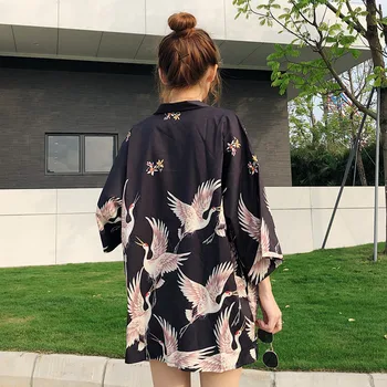Korejiešu stilā HARAJUKU ciparu drukas 2019 vasaras kimono jakas feminino virsdrēbes plānas saules aizsardzības mēteļi sieviešu (M2851)