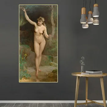 Citon Emile Munier《The bather（Seksīgu kailu sievieti,）》 Audekls, Eļļas Glezna Mākslas Plakāta Attēlu Fona Dekori Mājas Apdare