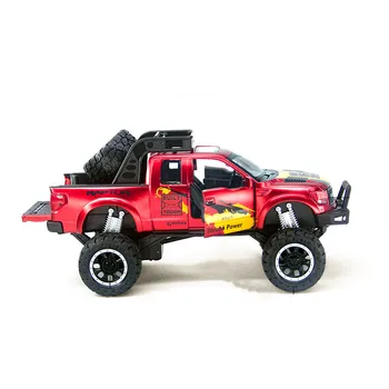 Labākā pārdošanas 1:32 Ford F150 Raptor off-road sakausējuma modeļa simulācijas die-cast skaņas un gaismas pull atpakaļ, rotaļlietas, dāvanas,bezmaksas piegāde
