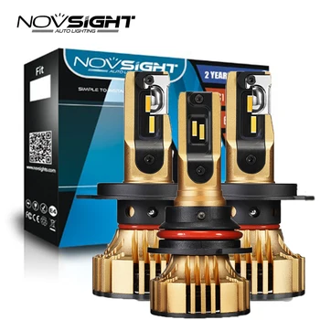NOVSIGHT Auto Led Lukturu Spuldzes H4, H7 LED H1, H3, H11 H13 9005 9006 9007 72W 12000lm12,000RPM/MIN Car Styling 3000K Zelta Lampas