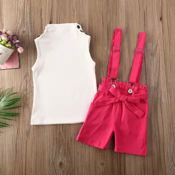 2GAB Toddler Bērniem, Baby Girl Vasaras Apģērbu Komplekti, Balts T-krekls Topi+Bikses (Dungriņi) Bikses Tērpiem Komplekts