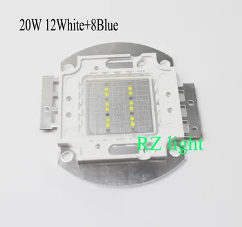 20W 12pcs Cool Balta 10000K+ 8Royal Zilā 445nm-455nm High Power LED DIY