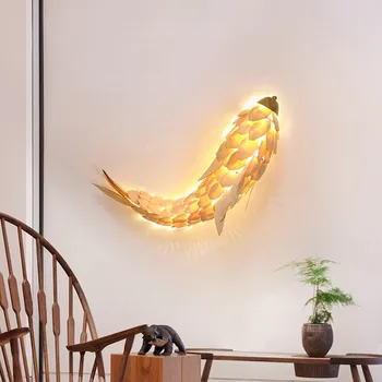 LED Zivju sienas lampas radošo koka sienas sconce 2019 jaunākās dizaina sienas lampas foajē dzīvojamā istaba guļamistaba gultas bērniem, meitenes istaba