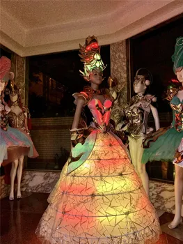 Q26 Kluba sniegumu rāda sievietes nēsā led gaismas, tērpi, RGB kvēlojošs kostīms puse cosplay gaismas svārki disco apģērbtu catwalk