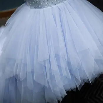 2019 Bērniem, Meitenēm, Kuru Linuma Acs Princess Puse Kleita Bērnu Krelles Tutu Oficiālu Balli Trailing Kleita Tīņi Meitenes Mežģīnes Vizuļi Vestidos Q400