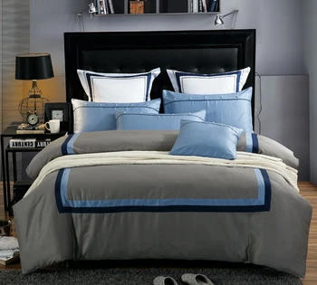 Brūns, zils krāsa 60s kokvilnas viesnīca gultas komplekti karalis, karaliene izmēra sega sedz uzstādīt palagu gultas veļas komplekts īss stila dibenu uzstādīt 36