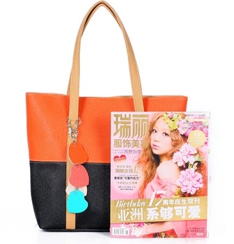 Sieviešu rokassomu. gadam ikdienas pleca soma, ikdienas somu tendences krāsu bloku apdare mazo ziedu somas